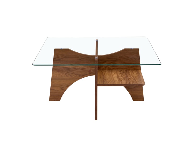  Table basse carrée 80x80x40 cm mdf noyer  - Conforama A