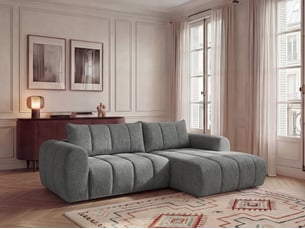 Canapé d'angle droit fixe <strong>BOBOCHIC</strong> <strong>NESTY</strong> 3 places Tissu Gris foncé