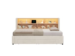 Lit baldaquin 90x200 cm <strong></strong> <strong></strong> coloris beige