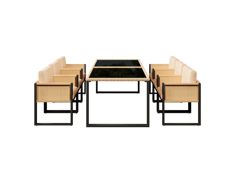 Ensemble repas de jardin en polyrotin 6 places, fauteuils, housses lavables - Conforama E