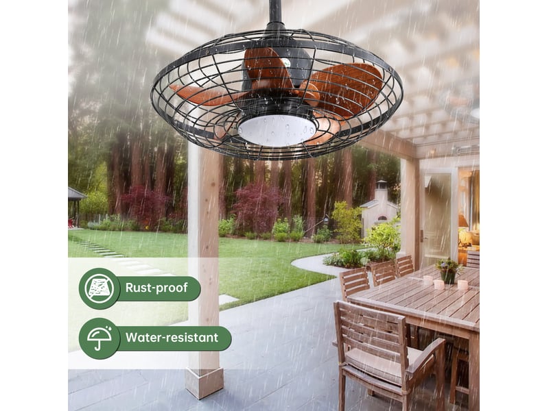  Ventilateur de plafond 50,8x50,8x47,5 cm led 18 w à 3 températures de couleur métal noir  - Conforama C