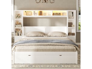 Lit avec rangement 140x200 cm MODFU coloris blanc