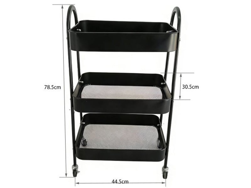  Desserte 44,5x30,5x78,5 cm à 3 niveaux métal noir  - Conforama D