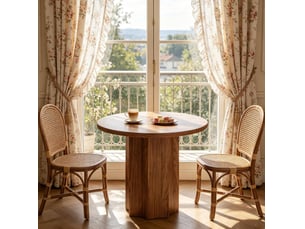 Table ronde 80x80x75.5 cm en mdf marron pour 2 à 4 personnes