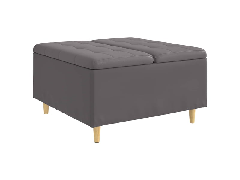  Ottoman, repose pied salon avec rangement gris 80x80x45 cm simili cuir  - Conforama A