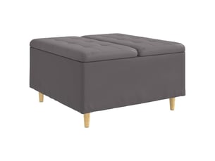 Ottoman, repose pied salon avec rangement gris 80x80x45 cm simili cuir