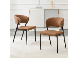 Lot de 2 chaises de salle à manger modernes, rembourrées, piètement en métal, dossier ergonomique, similicuir