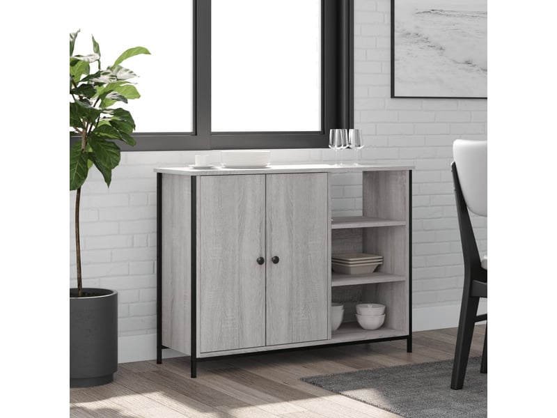  Buffet - bahut - meuble de rangement sonoma gris 100x33x75 cm bois d'ingénierie  - Conforama B