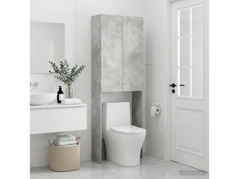 Armoire de toilette, meuble de toilette delft gris béton 66x25.5x190 cm - Conforama C