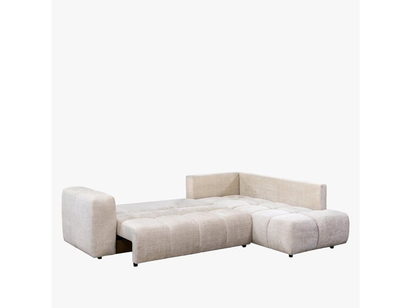 Canapé d'angle convertible en tissu beige - angle droit - Conforama C