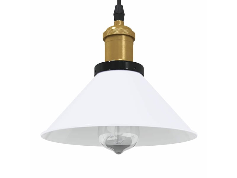Lampe suspendue, suspension luminaire réglable hauteur e27 blanc brillant ø22cm métal - Conforama B