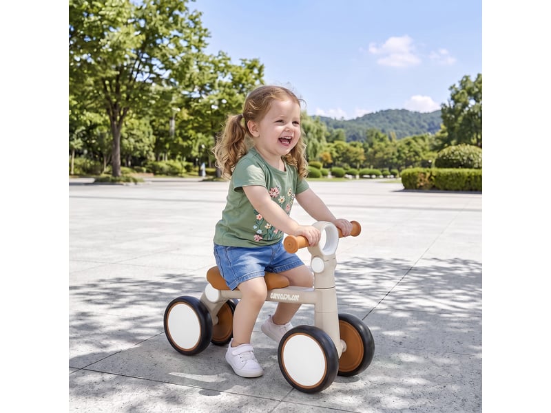 Draisienne pliante ultralégère avec cadre en aluminium, selle et guidon réglables pour enfants de 1 à 2 ans - crème - Conforama D