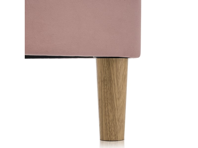  Lit led 90x200 avec sommier à lattes, cadre de lit rembourré en velours rose et tête de lit réglable pour chambre  - Conforama R