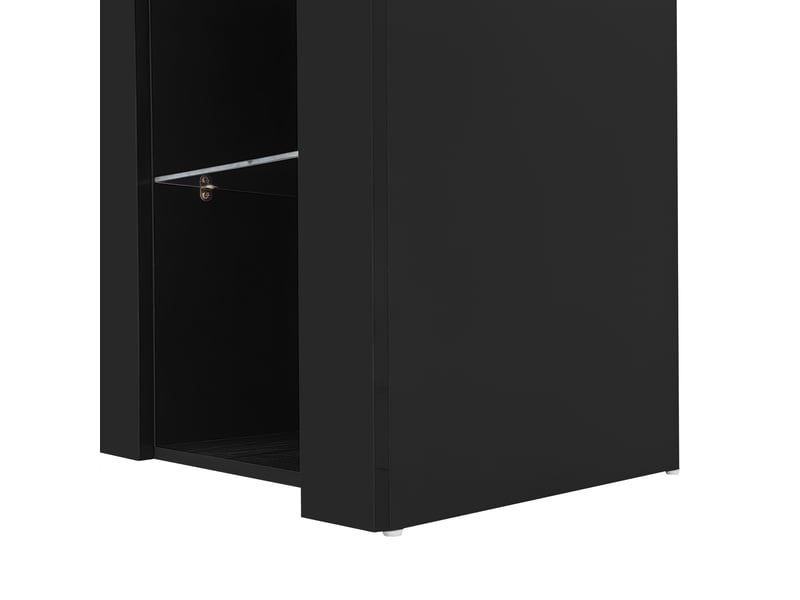  Buffet noir moderne 95x35x83 cm - meuble de rangement avec étagères en verre et porte pour cuisine ou salon  - Conforama E