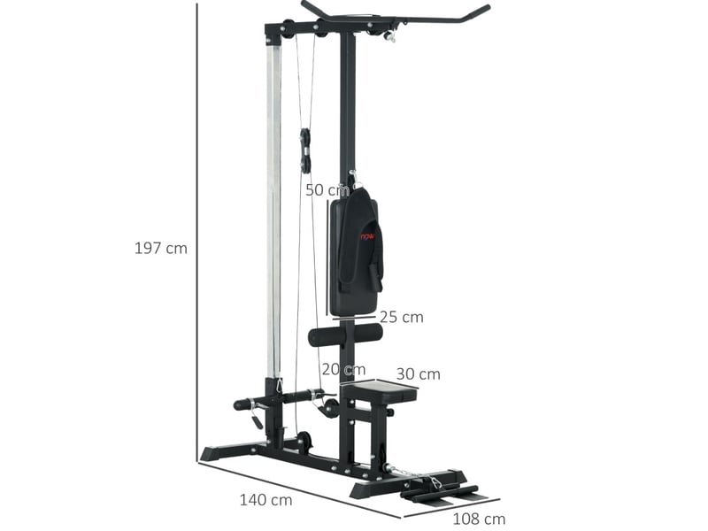  Station de musculation à poulie 140x108x197 cm résistance réglable métal noir  - Conforama C
