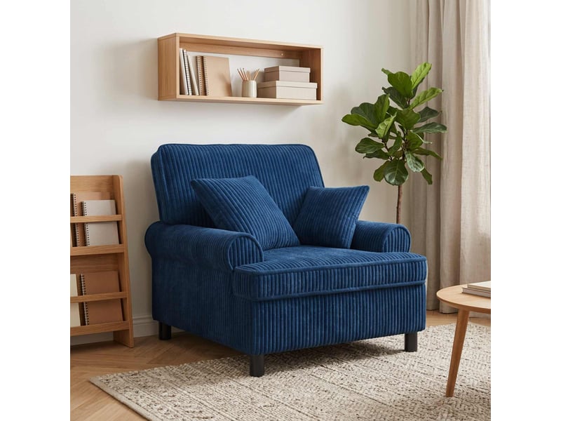 Vidaxl fauteuil xl avec coussins bleu marine tissu à 1,5 lignes - Conforama B