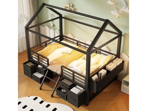 Lit mezzanine 90x200 cm <strong>MODFU</strong> <strong></strong> coloris noir