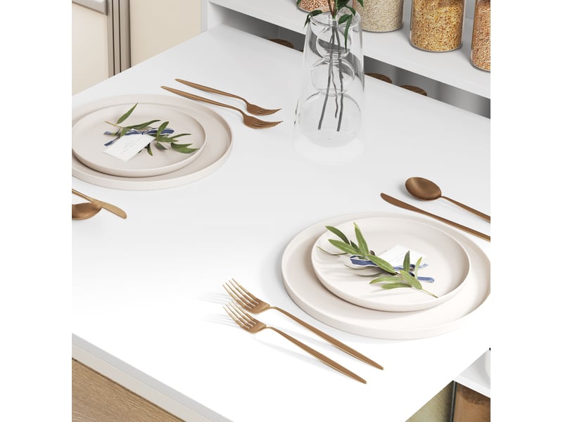 Table de salle à manger pliante 78,5 x 91 x 93 cm – blanc – rangement intégré pour petits espaces - Conforama D