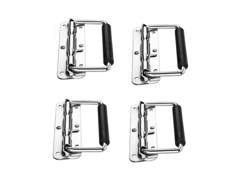  4 pièces de poignées pliantes pour caisses : avec ressort, argentées, 110 mm, pour valises, flight cases, mallettes et caisses à outils  - Conforama A
