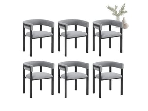 Lot de 6 chaises de salle à manger 61x50x76 cm en métal et chenille gris chicfurn