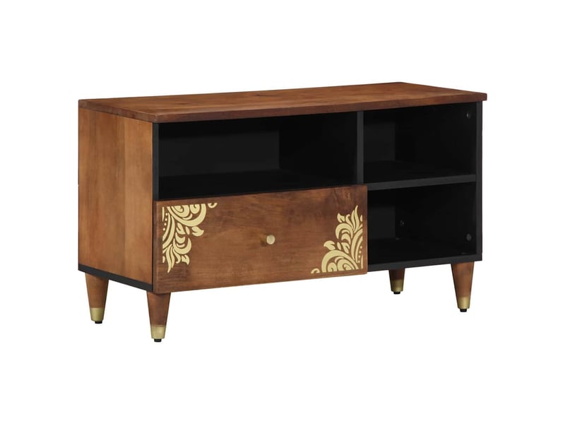  Meuble tv - banc tv - meuble de rangement marron miel 80 x 33 x 46 cm bois de mangue massif  - Conforama B