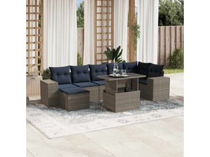 Vidaxl ensemble de canapé de jardin 8 pcs avec coussins gris résine tressée