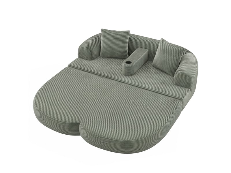  Canapé lounge convertible modenvie 2 places en velours côtelé vert 176 x 184 x 47 cm  - Conforama A