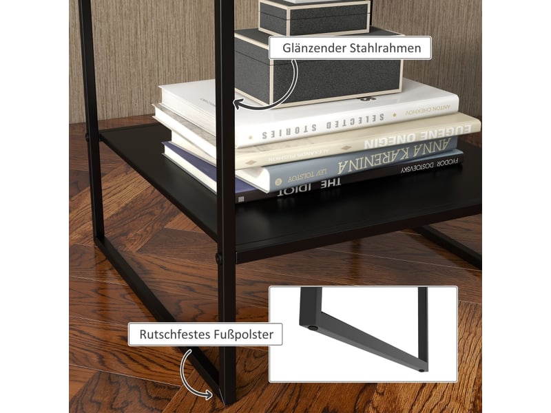  Table d’appoint avec étagère de rangement - lpospi - cadre en acier, pour salon ou chambre, acier noir 40 × 40 × 45 cm  - Conforama E