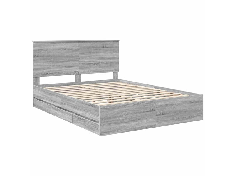 Lit double- lit adulte - cadre de lit gris sonoma 150 x 200 cm bois ingénierie - Conforama C