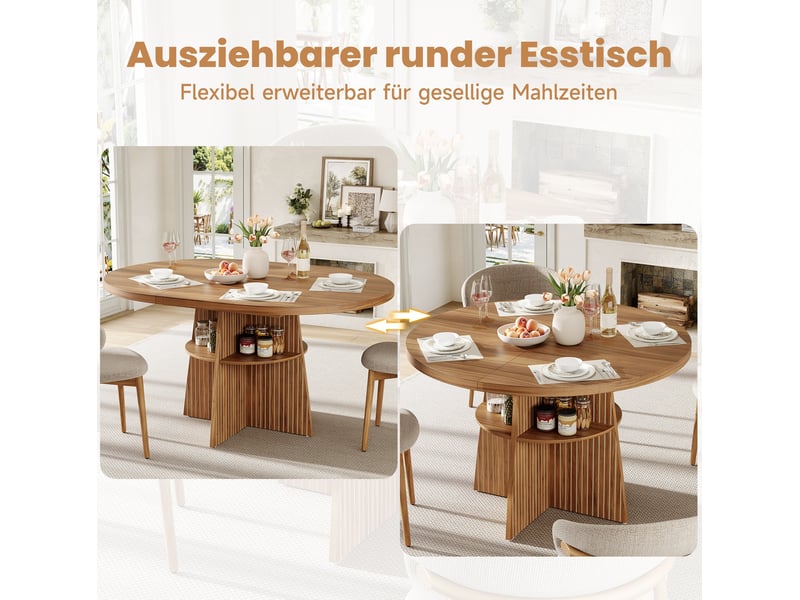  Table à manger extensible 110-150x110x77,5 cm mdf coloris noyer  - Conforama E