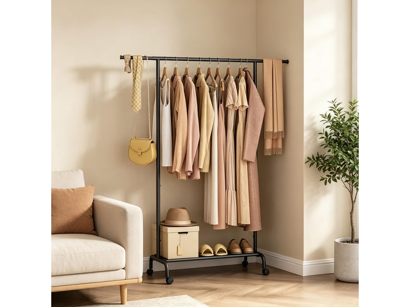 Portant à vêtements à roulettes, penderie ouverte, portant mobile - Conforama B
