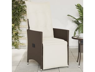 Chaise inclinable de jardin avec coussins marron résine tressée