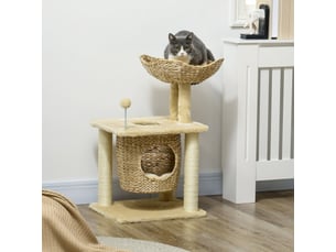 74 cm avec niche, plateforme et griffoirs beige chicfurn