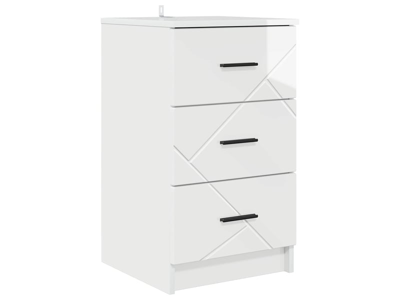  Table de chevet - cabinet de chevet - table de nuit blanc brillant 38 x 38 x 66 cm  - Conforama A