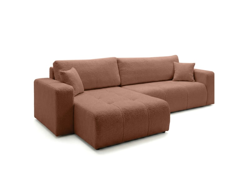  Canapé d'angle bardot max réversible convertible 5 places en tissu bouclette - terracotta BARDOT - Conforama E