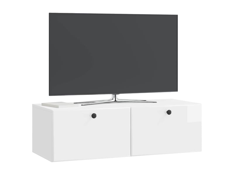  Meuble tv - banc tv - meuble de rangement mural 98 x 41 x 30 cm blanc brillant  - Conforama C