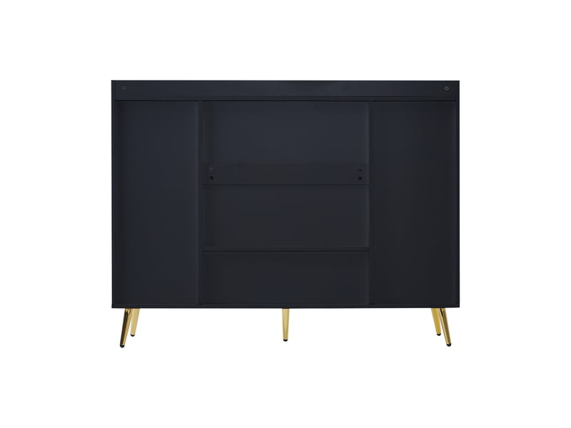 Meuble à chaussures noir 130x37x100 cm, 2 tiroirs, 4 portes, pieds en métal, rangement polyvalent - Conforama E