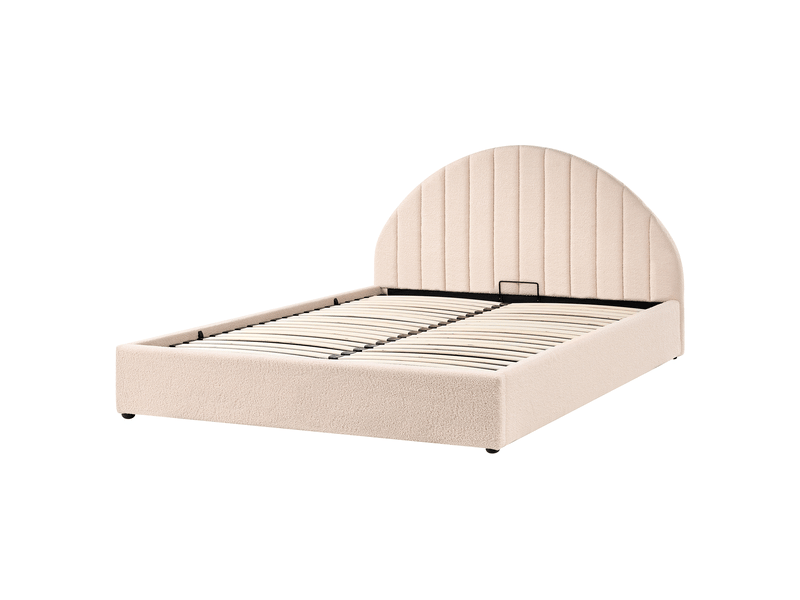  Lit ottoman chadenet bouclé beige clair 160 x 200 cm  - Conforama E