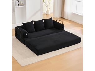 Canapé droit fixe <strong>MAISENTIEL</strong> <strong></strong> 3 places Velours côtelé noir