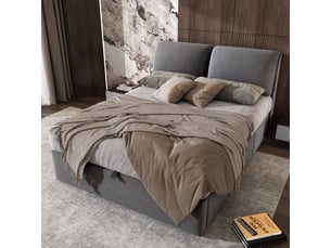 Lit coffre 140x190 cm <strong></strong> <strong></strong> coloris gris