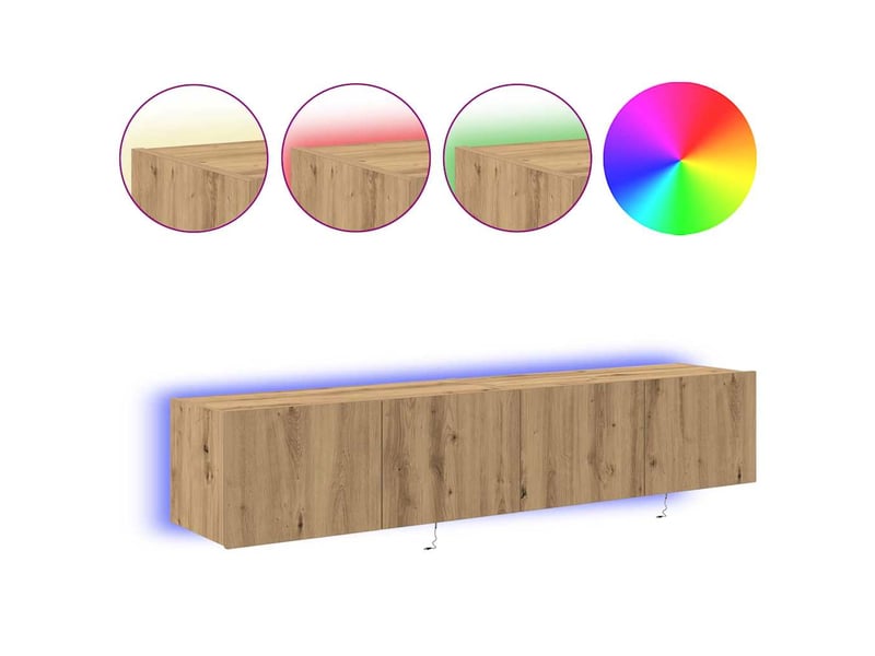  Meuble tv - banc tv - meuble de rangement mural 2 pcs chêne artisanal bois d'ingénierie  - Conforama D