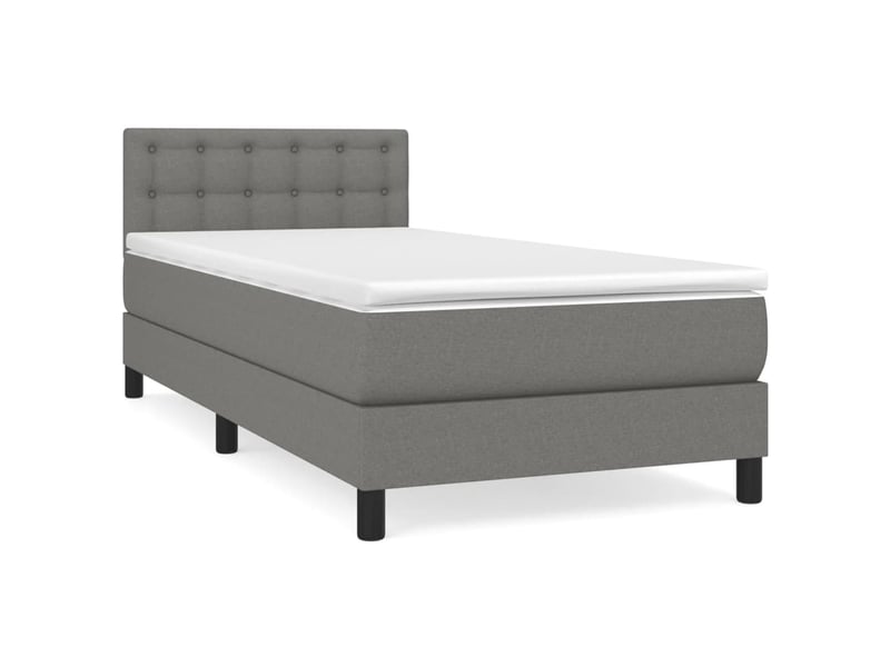  Lit simple, sommier à lattes de lit avec matelas gris foncé 100x200cm tissu shl24873  - Conforama A
