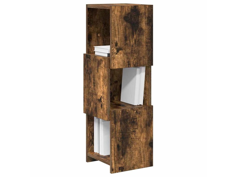  Meuble d'angle, meuble de rangement salon 25,5x25x80cm bois d'ingénierie chêne fumé  - Conforama C