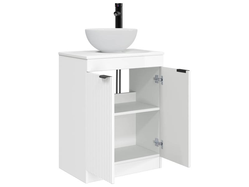  Meuble de salle de bain avec évier blanc brillant shl8413  - Conforama D