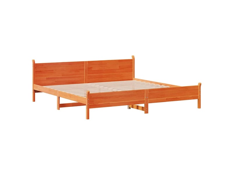  Lit double- lit adulte -  cadre de lit sans matelas  marron 200x200cm bois pin massif  - Conforama B