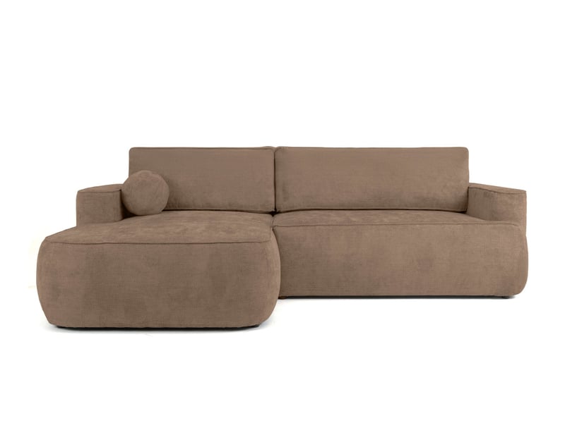 Canapé d'angle gauche cassis avec coffre de rangement en tissu chenille - marron glacé CASSIS - Conforama A