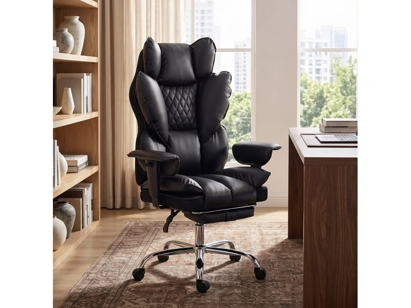  Fauteuil de bureau inclinable en similicuir noir, ressorts ensachés, 180 kg  - Conforama B