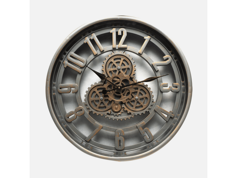 Horloge murale fabrilamp alfacar 50 x 50 cm champagne engrenages mobiles 217415076 - Conforama E