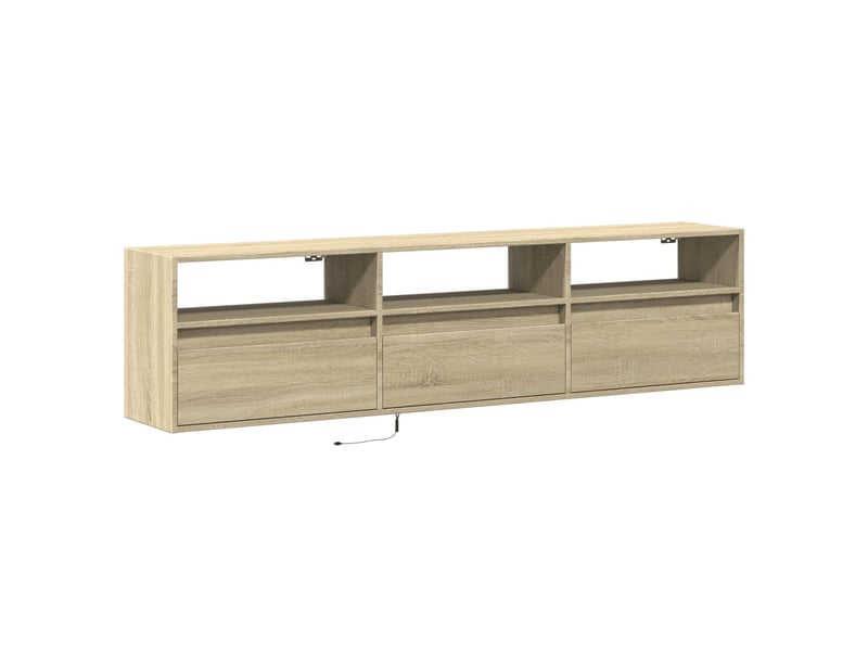  Meuble tv - banc tv - meuble de rangement mural avec led chêne sonoma 180x31x45 cm  - Conforama C
