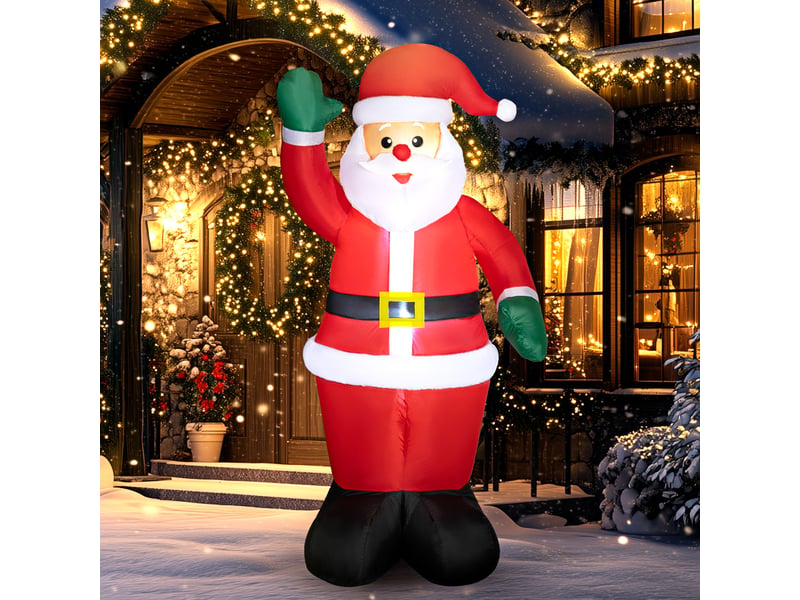  Père noël, 1,84 m de haut, avec éclairage led, décoration de jardin autogonflante  - Conforama D